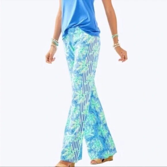 Lilly Pulitzer Palazzo Pants Women’s XS Tropic Like It’s Hot Blue Bal Harbour - Picture 16 of 17